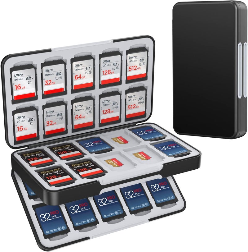 HEIYING SD Card Holder for Memory SD and TF Cards, Portable SDXC SDHC Memory Card Holder Case Compatible with 40 SDXC SDHC and 40 TF Cards Slots - Image 1